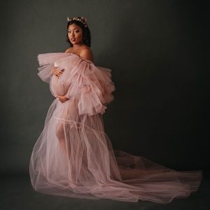 Blush Tulle Maternity Dress